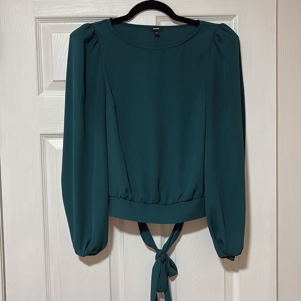 Express Puff Shoulder Women's Top with Tie Back Detail Size Small